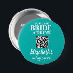 Köp Bride A Drink Bachelorette Party QR-kod Knapp<br><div class="desc">Personlig med turkos och vita knappar med bridernas namn och QR-kod till ett Venmokonto för att köpa en drink till henne. Underbar bachelorette-fest eller helg-knapp för alla i bridens stam till bäran. MATCHING-objekt i vår samling.</div>