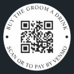 Köp Bröllopet En Dryck QR-kod-knapp Runt Klistermärke<br><div class="desc">Låt alla veta att de kan köpa bruden en drink med denna QR-kod!</div>