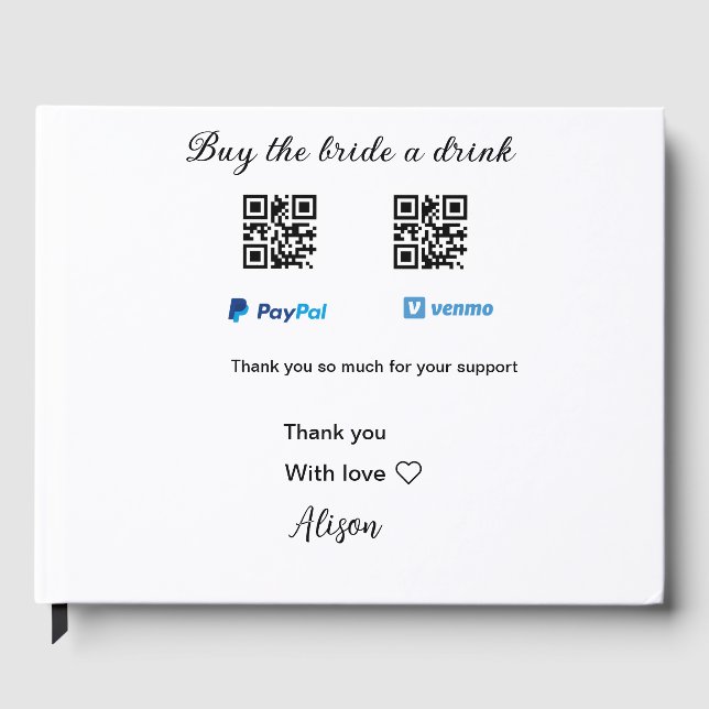 Köp bruden en drink donation QR Venmo PayPal  Gästböcker (Framsida)