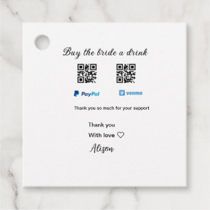 Köp bruden en drink donation QR Venmo PayPal Gåvor Etiketter