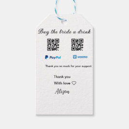 Köp bruden en drink donation QR Venmo PayPal  Presentetikett