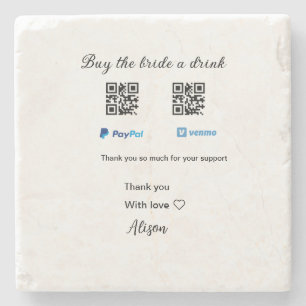 Köp bruden en drink donation QR Venmo PayPal Stenunderlägg