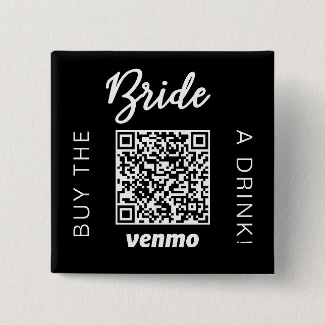 Köp Bruden En Drink Med QR-kod Venmo Svart Knapp (Framsida)