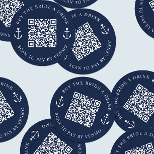 Köp Bruden en Dryck Senterparty QR-kod Runt Klistermärke