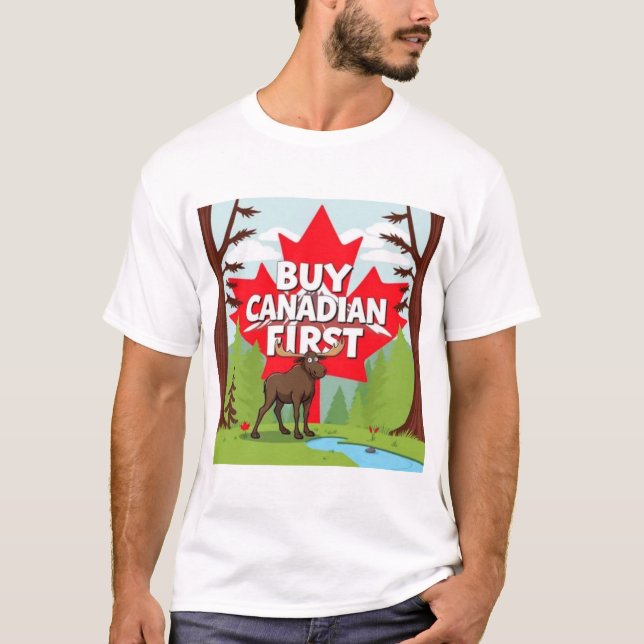 Köp Canadian First Moose T Shirt (Framsida)