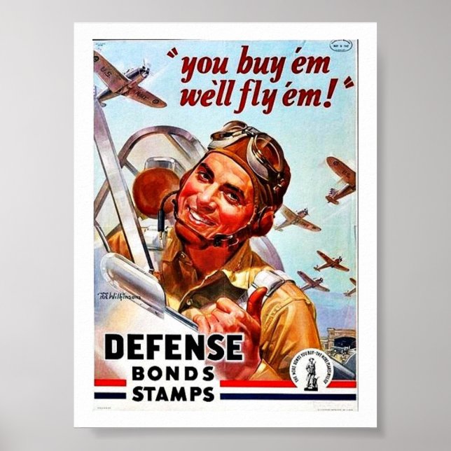 Köp dem så flyger vi. Defence Bond Frimärke Poster (Framsidan)