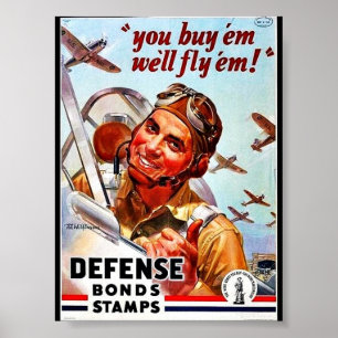 Köp dem så flyger vi. Defence Bond Frimärke Poster