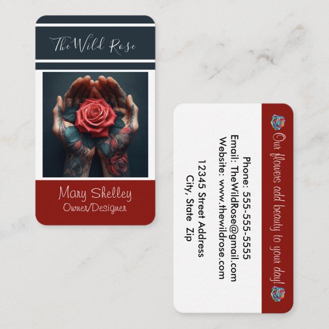 Köp designerägare för Ro-Blommigt i färgad Blommig Visitkort (Fram/baksida)