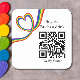 Köp en drink Bachelorette Rainbow Heart Fyrkantigt Klistermärke