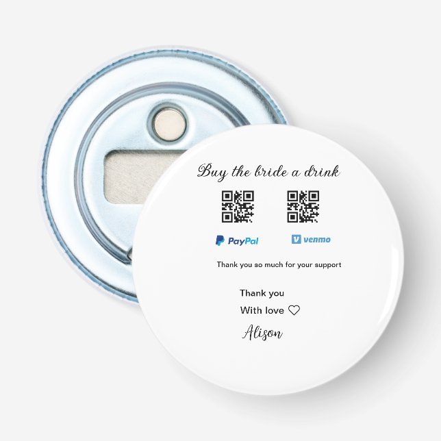 Köp en drink-donation QR Venmo PayPal Flasköppnare (Framsidan)