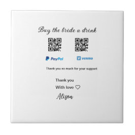 Köp en drink-donation QR Venmo PayPal Kakelplatta
