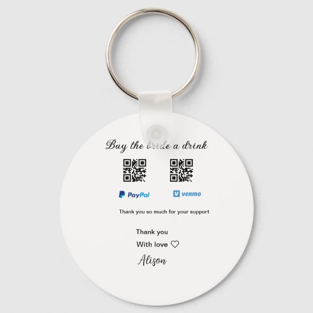 Köp en drink-donation QR Venmo PayPal Nyckelring (Framsida)