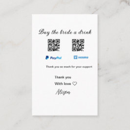 Köp en drink-donation QR Venmo PayPal Visitkort