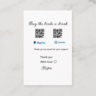 Köp en drink-donation QR Venmo PayPal Visitkort