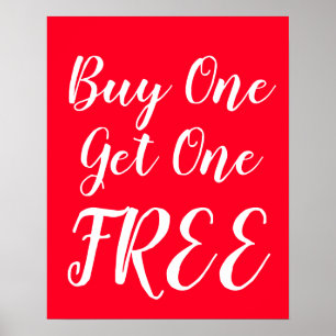 Köp en enda kostnadsfri signatur, Red Retail BOGO Poster
