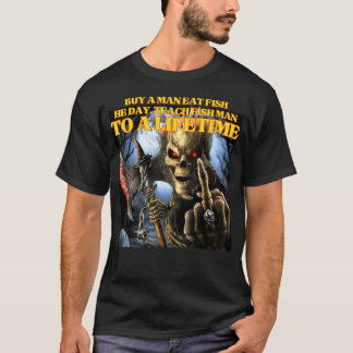 Köp En Man Ät Fisk Fel Roligt Hårt Skelett T Shirt
