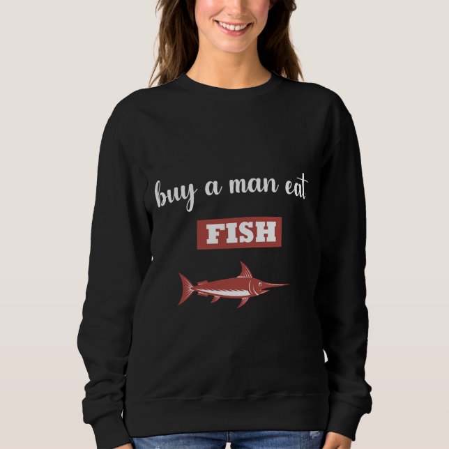 Köp en man - fiskdesign t shirt (Framsida)