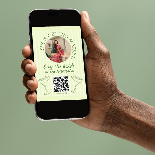 Köp ett Margarita Photo Bride Qr-kort Inbjudningar (Buy the Bride a Margarita Photo Bride Qr Code Card)