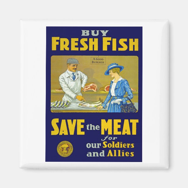 Köp färsk fisk ~ Spara Kött Magnet (Framsidan)