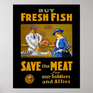 Köp färsk fiskVintage WW1 Retro Patriotic Poster