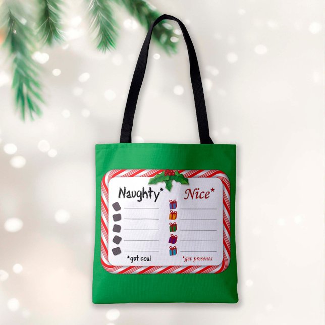 Köp för Naughty eller Nice Tote Bag Tygkasse (Skapare uppladdad)