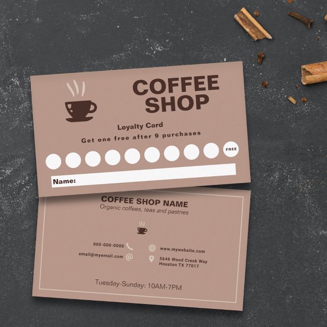 Köp förmånskort för kaffe visitkort (Coffee Shop Loyalty Card)