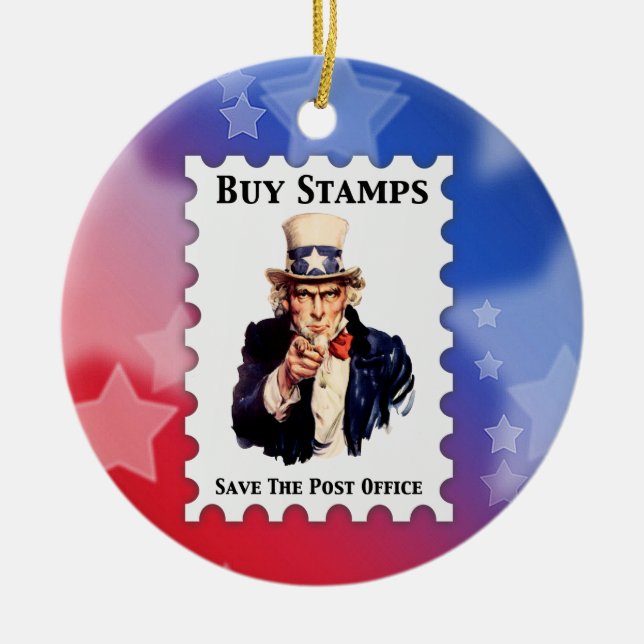 Köp Frimärke Spara Post Office Julgransprydnad Keramik (Framsidan)