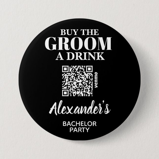Köp Groom A Drink Bachelor Party QR-kod Knapp (Framsida)