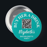 Köp hennes QR-kod för Drink Bachelorette Party Knapp<br><div class="desc">Personlig med turkos och vita knappar med ditt bridesmaid's namn och QR Code to Venmo,  PayPal eller andra pengarar-konton. Underbar bachelorette-fest eller helg-knapp för alla i bridstammen till bäran. MATCHING-objekt i vår samling.</div>