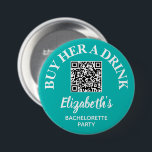Köp hennes QR-kod för Drink Bachelorette Party Knapp<br><div class="desc">Personlig med turkos och vita knappar med ditt bridesmaid's namn och QR Code to Venmo,  PayPal eller andra pengarar-konton. Underbar bachelorette-fest eller helg-knapp för alla i bridstammen till bäran. MATCHING-objekt i vår samling.</div>