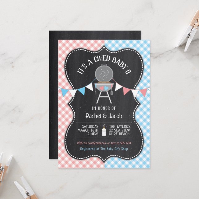 Köp i Oven Gender Reveal Baby Shower Invitati Inbjudningar (Fram/Back In Situ)