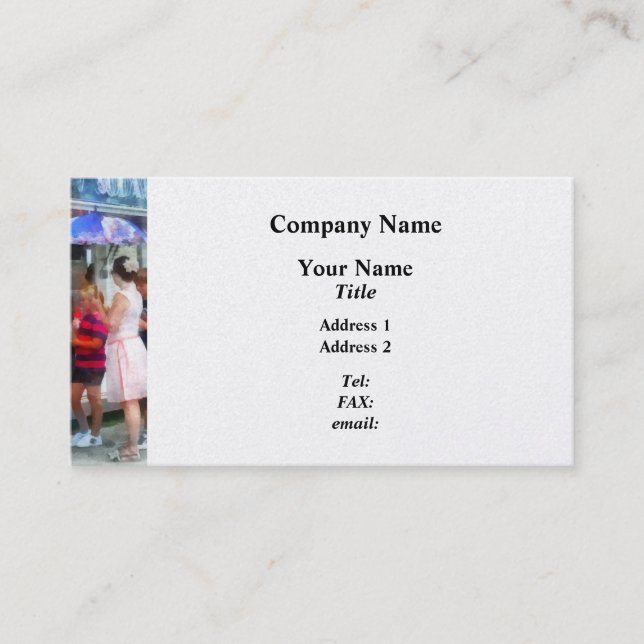 Köp iskräm på mässan visitkort (Framsida)