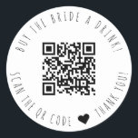 Köp korten med ett dricks QR-kod Runt Klistermärke<br><div class="desc">Modern design och elegant utskriven Minimalist Köp knappen Rund streckmärke av typen Bride A Drink QR som kan anpassas med din text. Klicka på knappen "Anpassa" och använda verktyg som är utformat för att ändra mallen. Kolla in Graphic Art Design Store för andra produkter som matchar den här designen!</div>