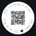 Köp korten med ett dricks QR-kod Runt Klistermärke<br><div class="desc">Modern design och elegant utskriven Minimalist Köp knappen Rund streckmärke av typen Bride A Drink QR som kan anpassas med din text. Klicka på knappen "Anpassa" och använda verktyg som är utformat för att ändra mallen. Kolla in Graphic Art Design Store för andra produkter som matchar den här designen!</div>