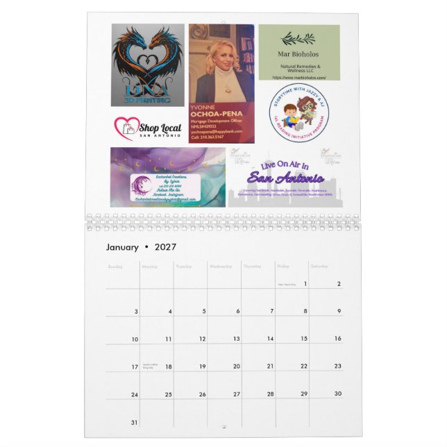 Köp Lokalt San Antonio 2026 Kalender (Jan 2027)