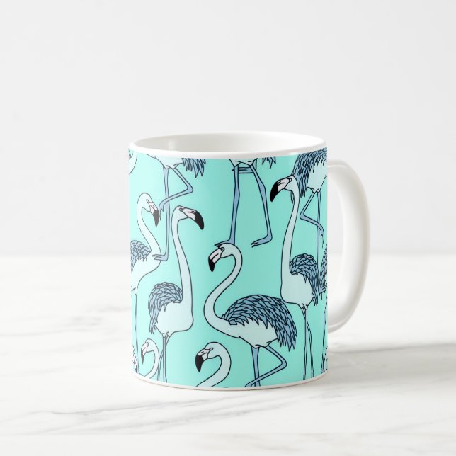 Kop med teal flamingomönster – Tropisk minimalist  Kaffemugg (Framsida höger)