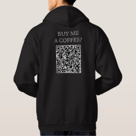 Köp mig en Kaffe QR-kod på baksidan, rå dryck Hoodie