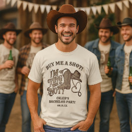 Köp mig ett Shot Tying Knot Cowboy Bachelor Party T Shirt