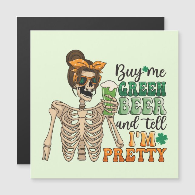 Köp mig Grönt Beer - Skeleton | St. Patrick's Day (Fram/baksida)