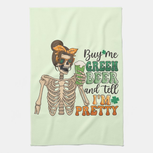 Köp mig Grönt Beer - Skeleton | St. Patrick's Day Kökshandduk (Vertikal)