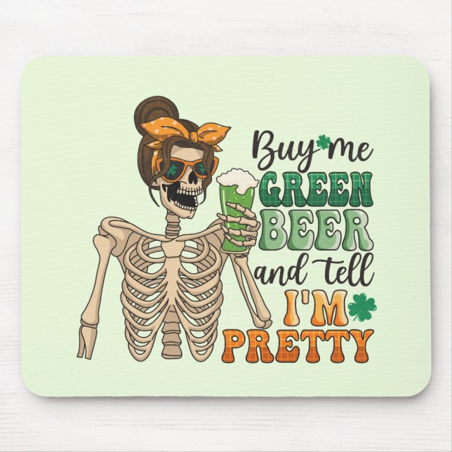 Köp mig Grönt Beer - Skeleton | St. Patrick's Day Musmatta (Framsidan)