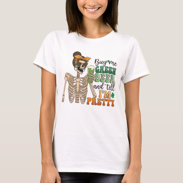 Köp mig Grönt Beer - Skeleton | St. Patrick's Day T Shirt (Framsida)