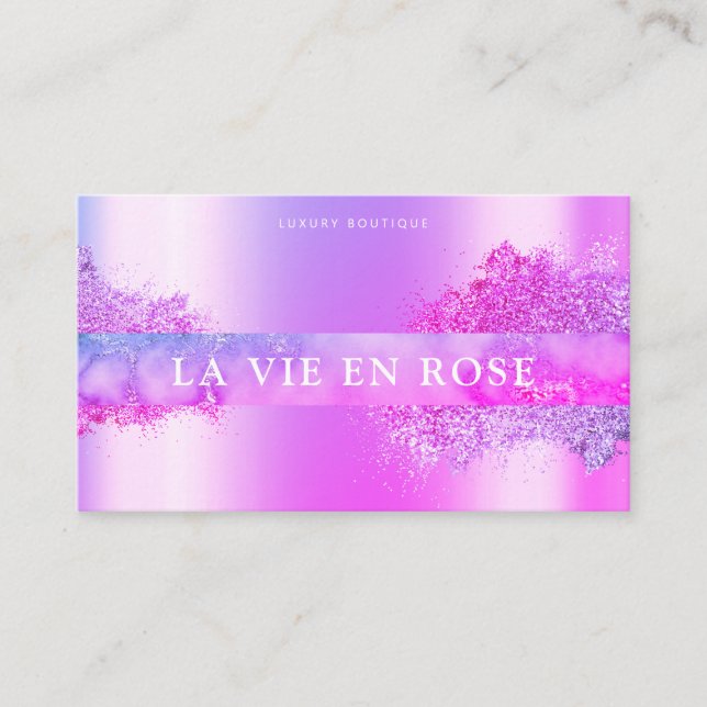 Köp Modern Lila Rosa Elegant Glitter boutique Visitkort (Framsida)