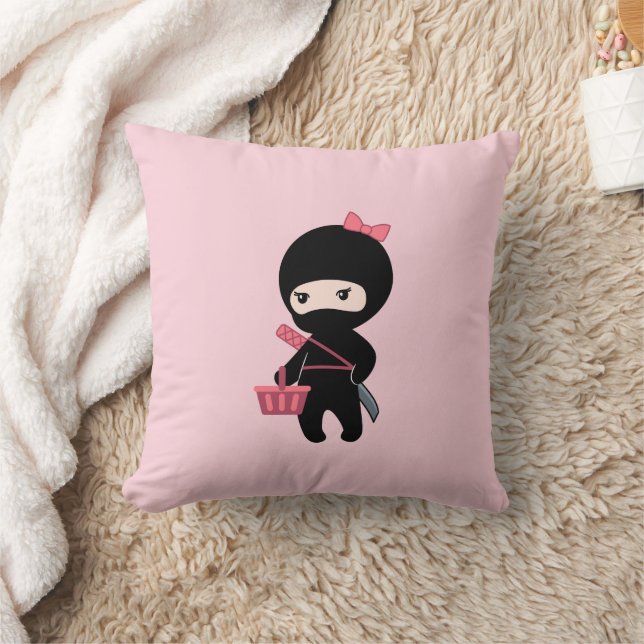 Köp Ninja Girl på Rosa Kudde (Filt)
