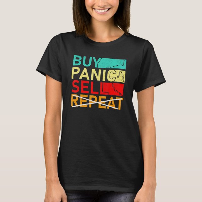 Köp Panik Sälj Upprepa Inte   Dagshandel Kryptoval T Shirt (Framsida)