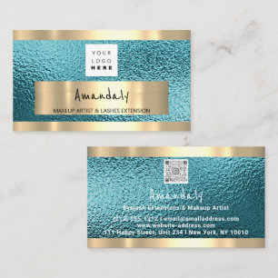 Köp QR CODE Logotyp Metallic Blue-Affärskort Visitkort