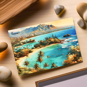 Köp resvisitkort för Beach vintage karta Hawaii Po Vykort