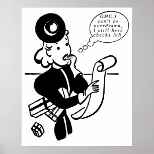 Köp Retro Woman med en finansfaktura Poster