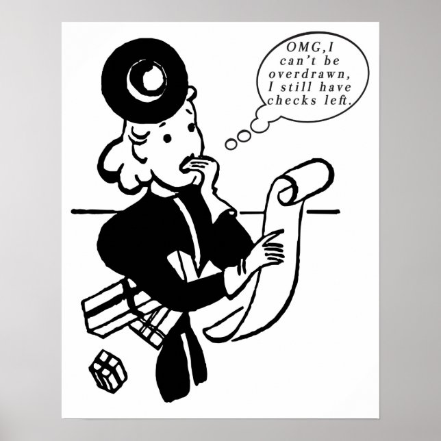 Köp Retro Woman med en finansfaktura Poster (Framsidan)