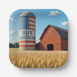 KÖPA AMERIKANSK text med Flagga på en barn Silo